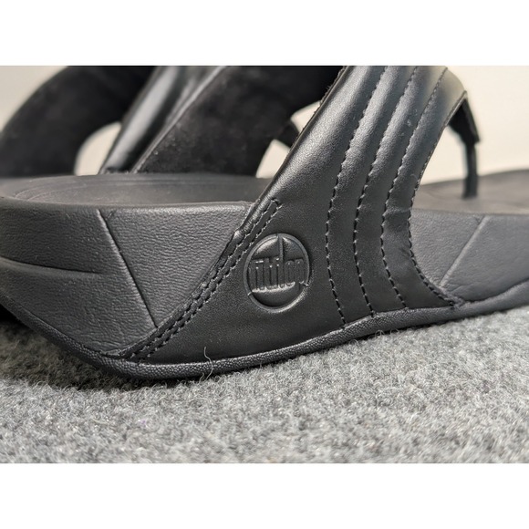 Fitflop Women's Walkstar Flip Flop Sandals Black Size 6 Stitched Leather - Picture 6 of 10